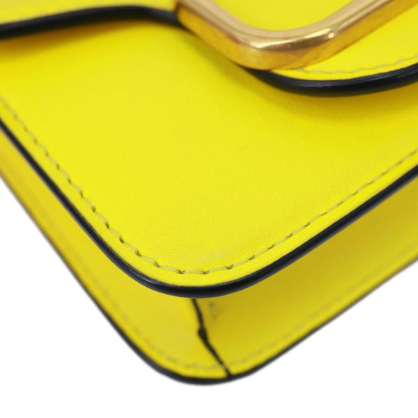 VALENTINO Garavani Loco V Logo Calfskin Leather Shoulder Bag Yellow