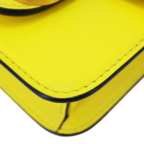 VALENTINO Garavani Loco V Logo Calfskin Leather Shoulder Bag Yellow
