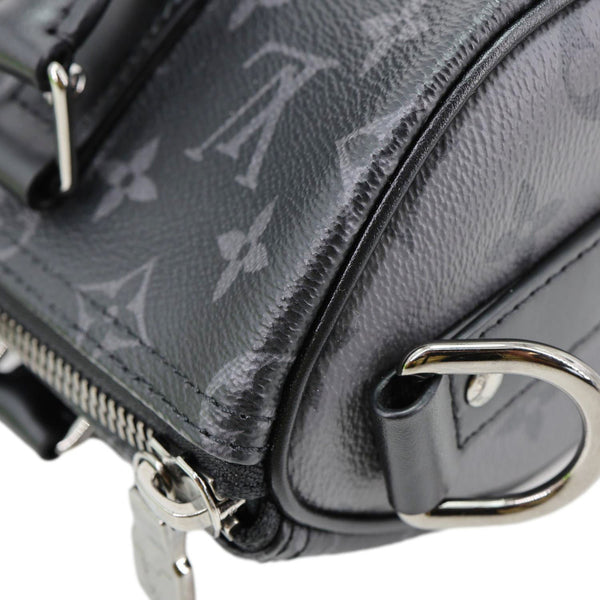LOUIS VUITTON Keepall 25 Bandouliere Monogram Eclipse Reverse Canvas Crossbody Bag Black