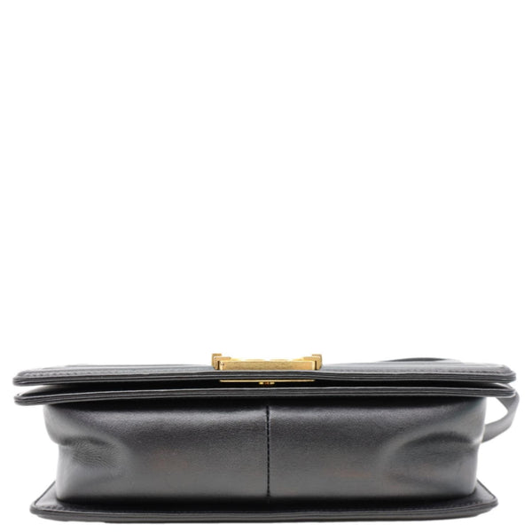 CHANEL Boy Old Medium Braided Chevron Cording Leather Crossbody Bag Navy Blue