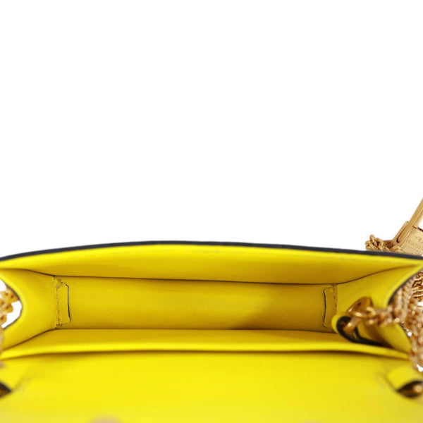 VALENTINO Garavani Loco V Logo Calfskin Leather Shoulder Bag Yellow