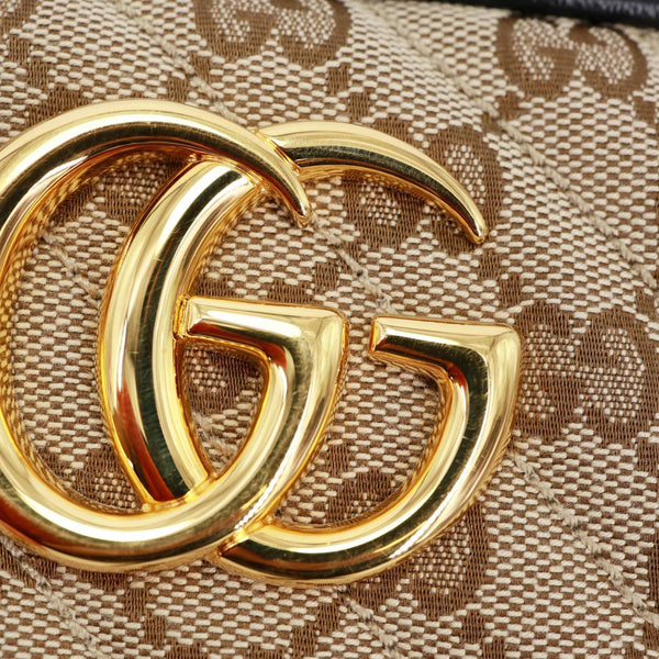 GUCCI Marmont Small Monogram Canvas Crossbody Camera Bag Beige 447632