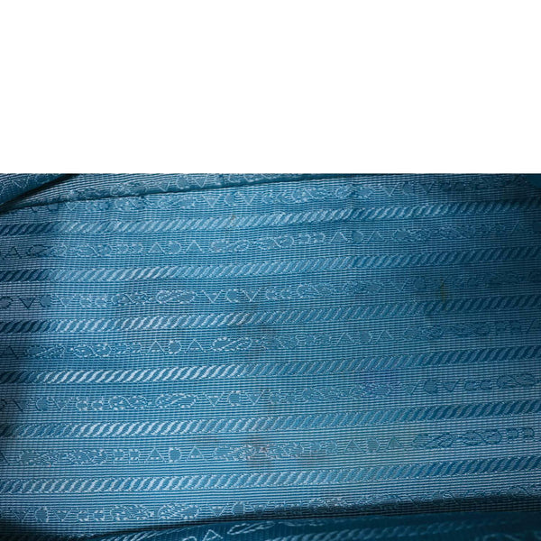 PRADA Vitello Daino Side Zip Leather Shopping Tote Bag Turquoise