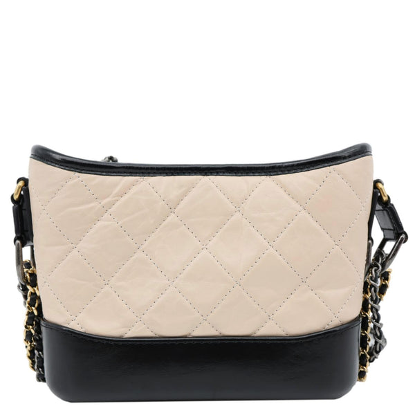 CHANEL Gabrielle Small Quilted Aged Lambskin Leather Crossbody Bag Black