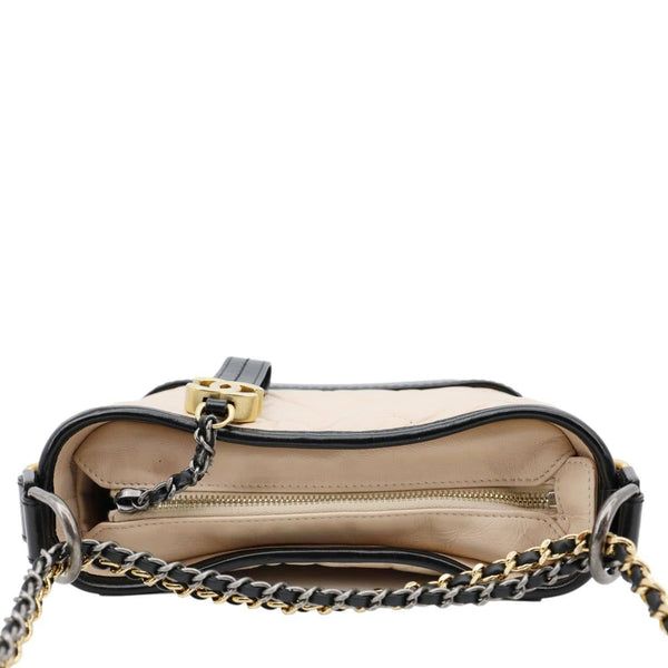 CHANEL Gabrielle Small Quilted Aged Lambskin Leather Crossbody Bag Black