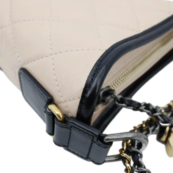 CHANEL Gabrielle Small Quilted Aged Lambskin Leather Crossbody Bag Black