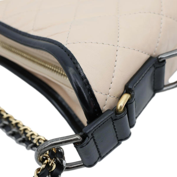 CHANEL Gabrielle Small Quilted Aged Lambskin Leather Crossbody Bag Black