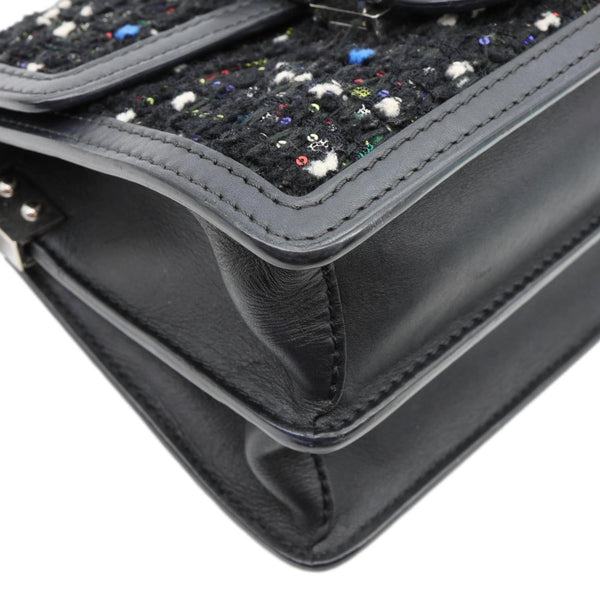 LOUIS VUITTON Dauphine Mini Tweed Sequins Crossbody Bag Black