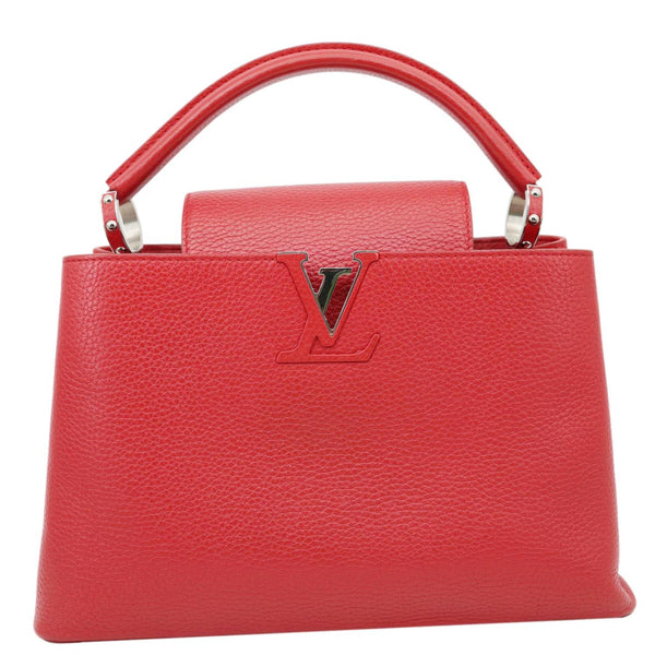 LOUIS VUITTON Capucines MM Taurillon Leather Satchel Bag Red