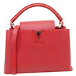 LOUIS VUITTON Capucines MM Taurillon Leather Satchel Bag Red