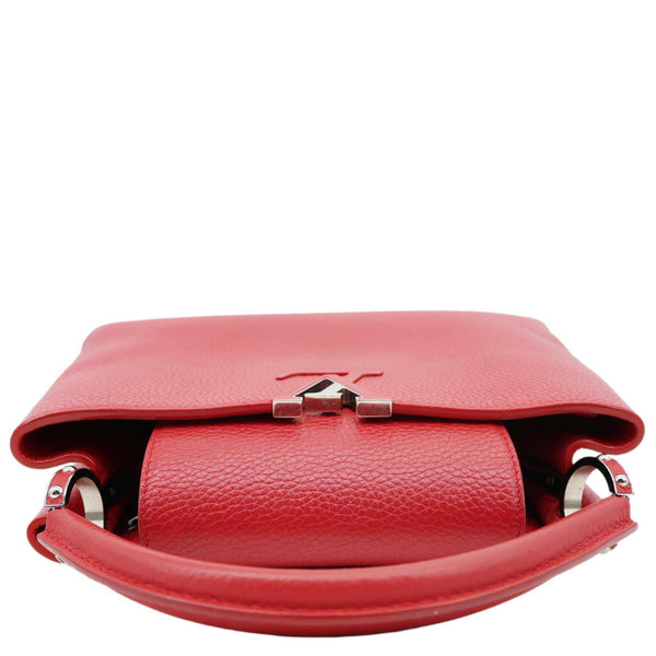 LOUIS VUITTON Capucines MM Taurillon Leather Satchel Bag Red