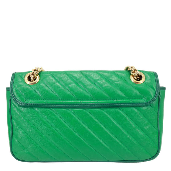 GUCCI GG Marmont Torchon Small Matelasse Calfskin Leather Shoulder Bag Green 443497