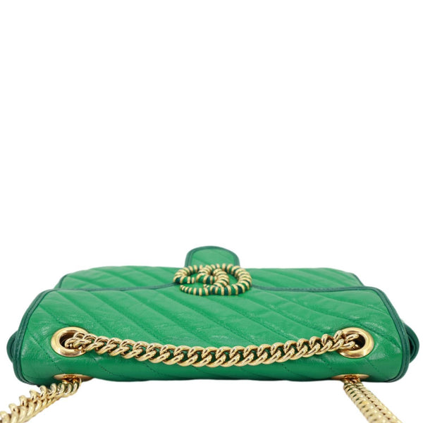 GUCCI GG Marmont Torchon Small Matelasse Calfskin Leather Shoulder Bag Green 443497