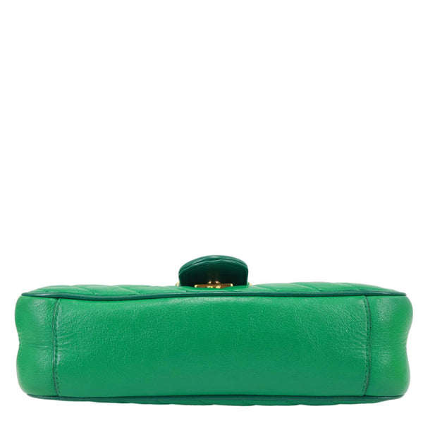 GUCCI GG Marmont Torchon Small Matelasse Calfskin Leather Shoulder Bag Green 443497