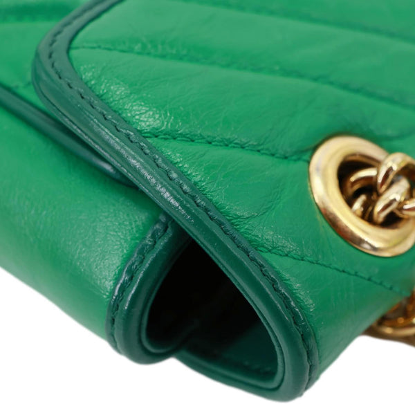 GUCCI GG Marmont Torchon Small Matelasse Calfskin Leather Shoulder Bag Green 443497