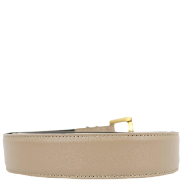 YVES SAINT LAURENT Cassandre Leather Belt Beige Size 90