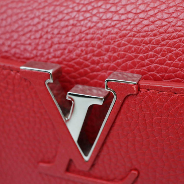 LOUIS VUITTON Capucines MM Taurillon Leather Satchel Bag Red