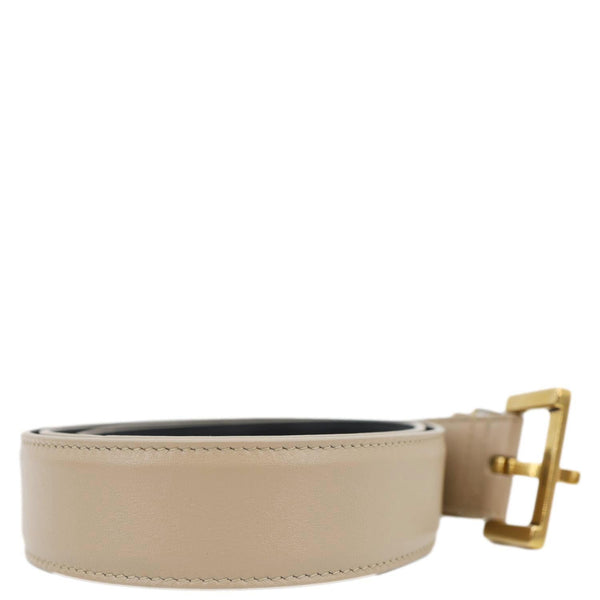 YVES SAINT LAURENT Cassandre Leather Belt Beige Size 90