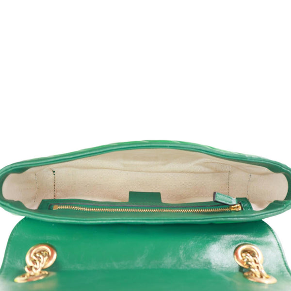 GUCCI GG Marmont Torchon Small Matelasse Calfskin Leather Shoulder Bag Green 443497