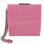 CHANEL Minaudiere Choco Bar Leather Clutch Pink