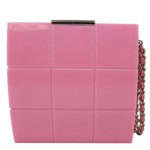 CHANEL Minaudiere Choco Bar Leather Clutch Pink