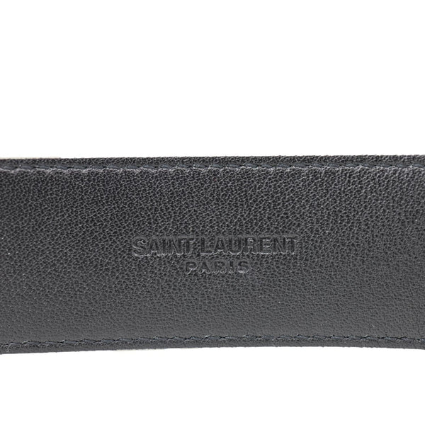 YVES SAINT LAURENT Cassandre Leather Belt Beige Size 90