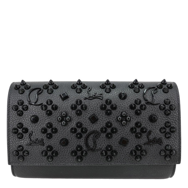 CHRISTIAN LOUBOUTIN Paloma Spikes Loubinthesky  Calfskin Leather Crossbody Bag Black