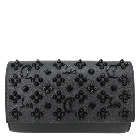 CHRISTIAN LOUBOUTIN Paloma Spikes Loubinthesky  Calfskin Leather Crossbody Bag Black