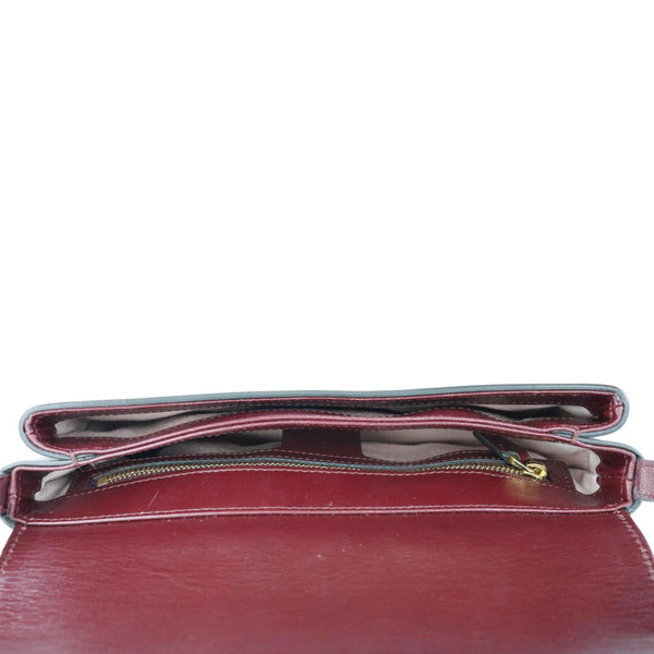 GUCCI Arli Flap Small Vitello Palmellato Lux Leather Crossbody Bag Burgundy 550129