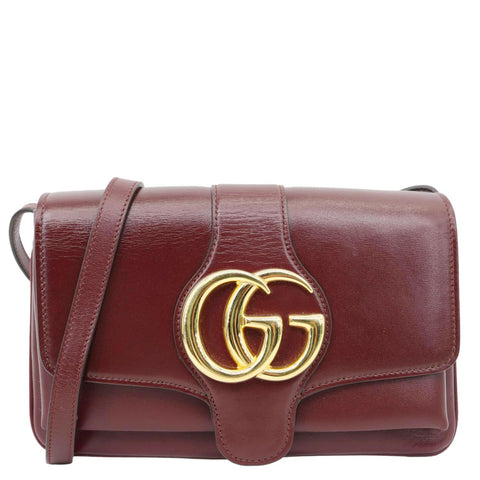 GUCCI Arli Flap Small Vitello Palmellato Lux Leather Crossbody Bag Burgundy 550129