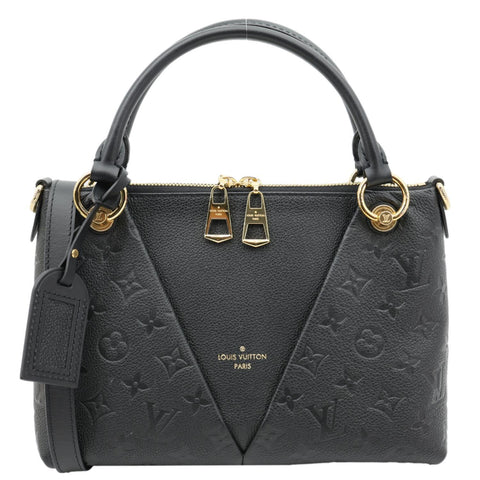 LOUIS VUITTON V BB Monogram Empreinte Tote Shoulder Bag Black