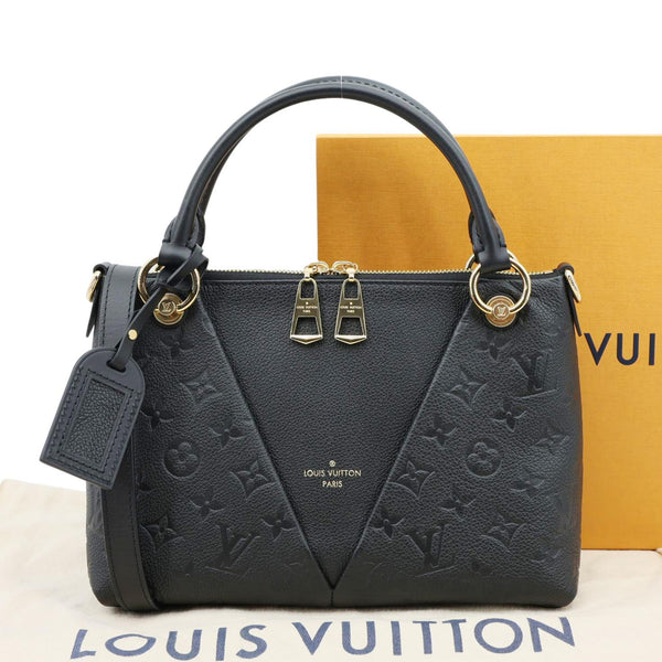 LOUIS VUITTON V BB Monogram Empreinte Tote Shoulder Bag Black