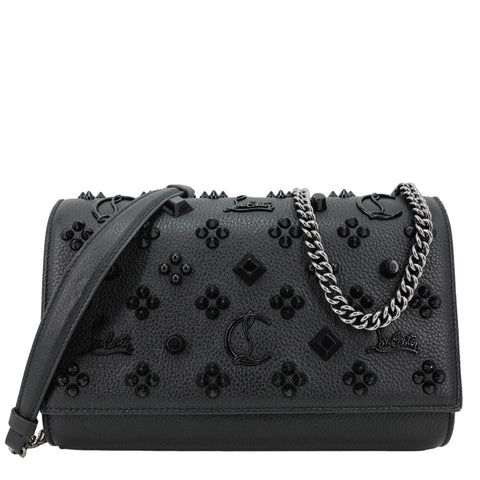 CHRISTIAN LOUBOUTIN Paloma Spikes Loubinthesky Calfskin Leather Crossbody Bag Black
