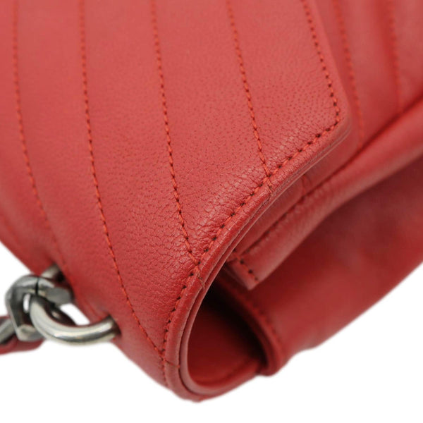 YVES SAINT LAURENT College Flap Medium Classic Chevron Leather Shoulder Bag Red