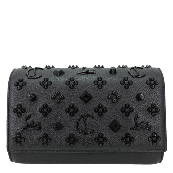 CHRISTIAN LOUBOUTIN Paloma Spikes Loubinthesky Calfskin Leather Crossbody Bag Black