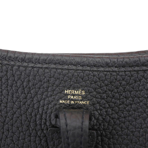 HERMES Evelyne TPM 16 Amazone Clemence Leather Crossbody Bag Black