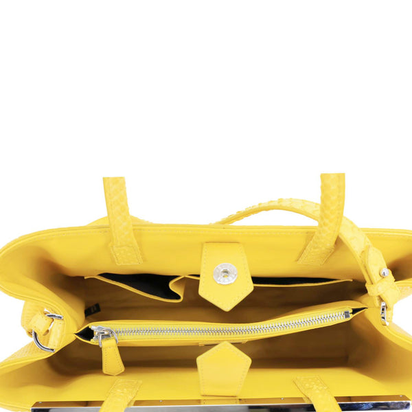 FENDI 2Jours Elite Python Leather Tote Bag Yellow