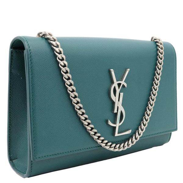 YVES SAINT LAURENT Kate Leather Wallet On Chain Crossbody Bag Emerald