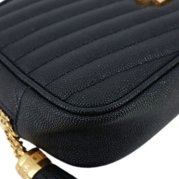 YVES SAINT LAURENT Lou Camera Chevron Leather Crossbody Bag Black
