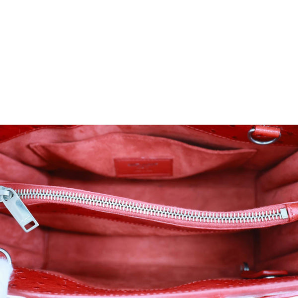 YVES SAINT LAURENT Sac De Jour Ostrich Leather Tote Bag Red