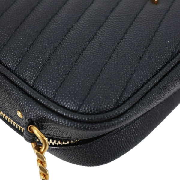 YVES SAINT LAURENT Lou Camera Chevron Leather Crossbody Bag Black