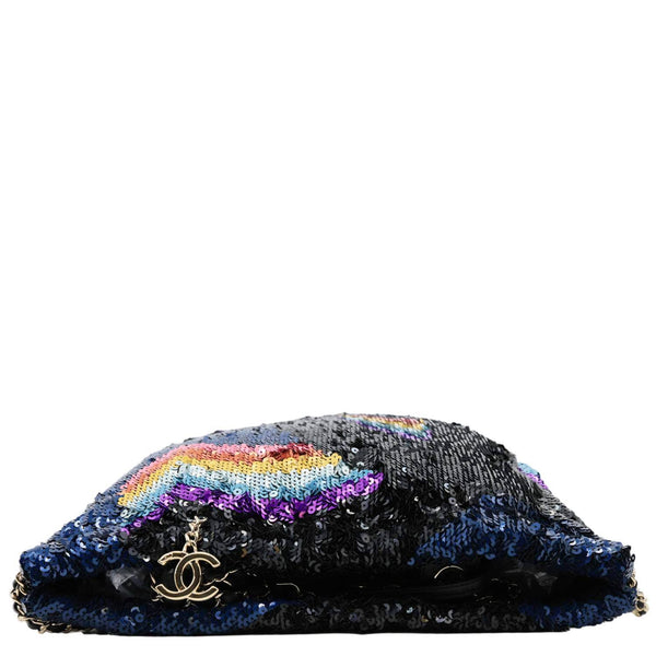 CHANEL 2021 Sequin Drawstring Tote Bag Multicolor