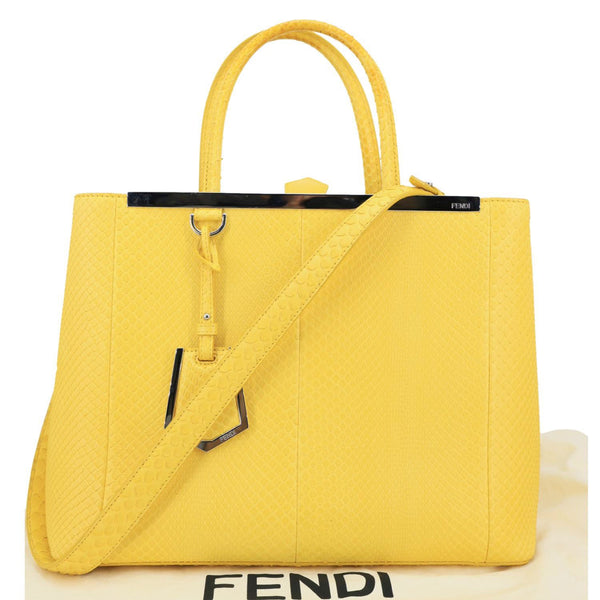 FENDI 2Jours Elite Python Leather Tote Bag Yellow
