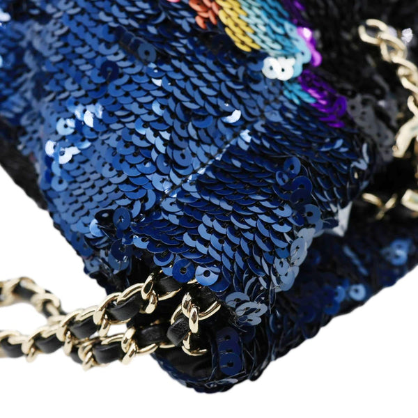 CHANEL 2021 Sequin Drawstring Tote Bag Multicolor