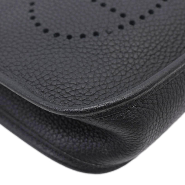 HERMES Evelyne TPM 16 Amazone Clemence Leather Crossbody Bag Black