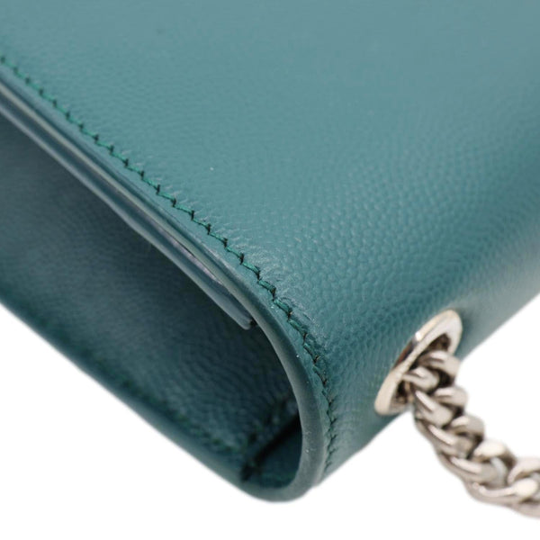 YVES SAINT LAURENT Kate Leather Wallet On Chain Crossbody Bag Emerald