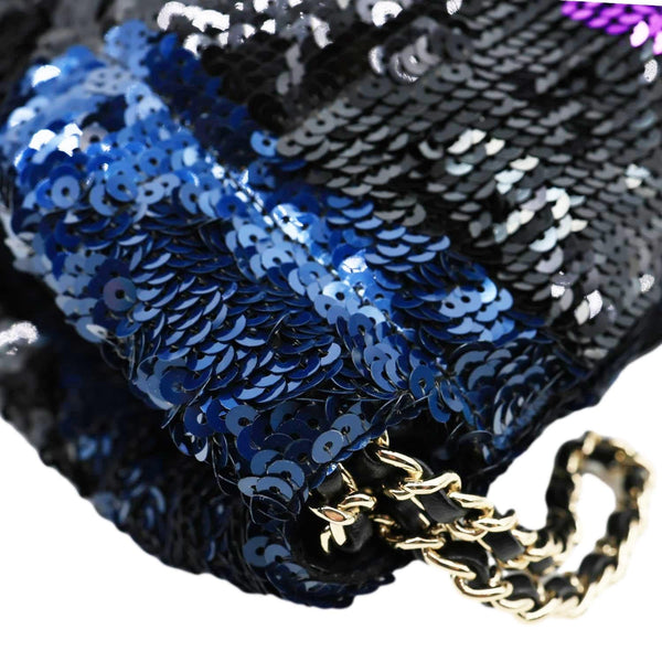 CHANEL 2021 Sequin Drawstring Tote Bag Multicolor