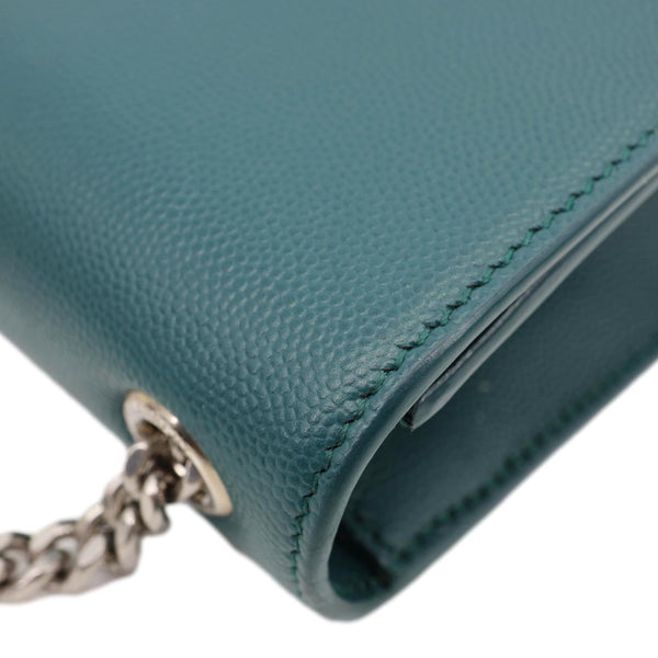 YVES SAINT LAURENT Kate Leather Wallet On Chain Crossbody Bag Emerald