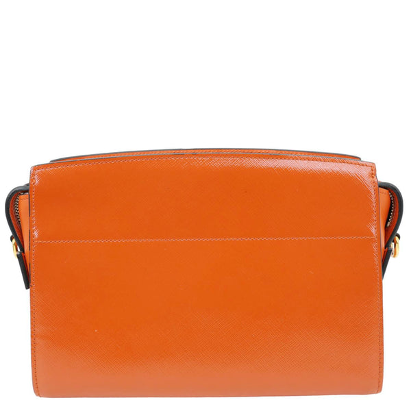 PRADA Esplanade Saffiano Vernice Leather Crossbody Bag Orange