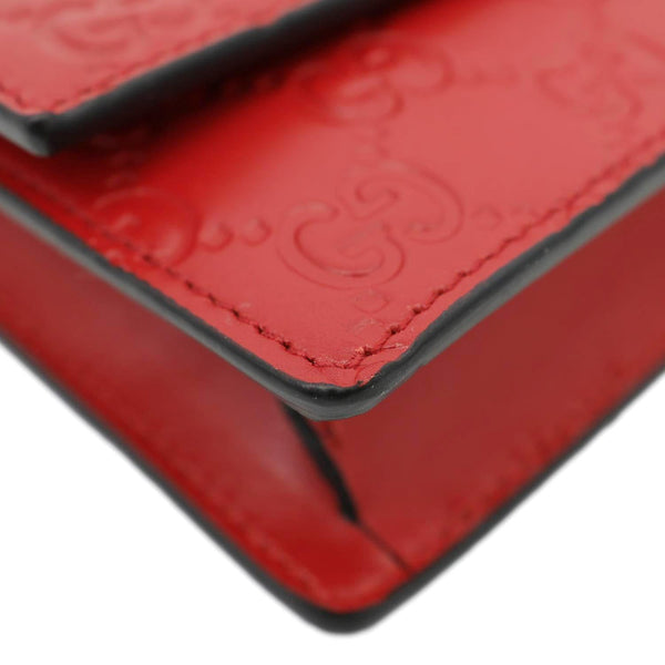 GUCCI Cherry Mini GG Leather Chain Wallet Crossbody Bag Red 481291